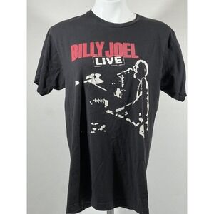 Billy Joel Band Tee Mens Large Black Concert Graphic Vintage Music